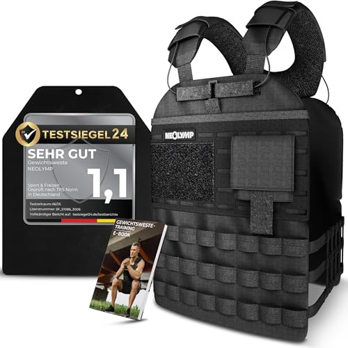 NEOLYMP Gewichtsweste – Unisex Weighted Vest – Plattenträger Weste mit Tasche – Kein Verrutschen – Atmungsaktiv & Verstellbar – Calisthenics Equipment – Weight Vest (Gewichtsweste 2 x 1,25 kg)