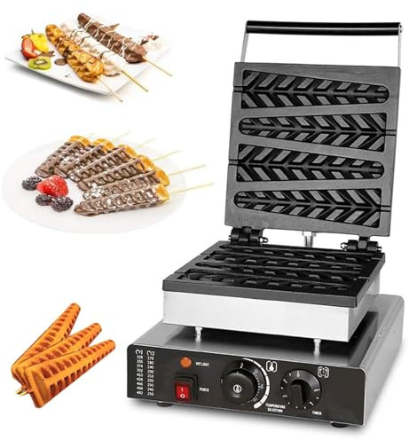 LISTaRSw 1750w Electric Waffle Maker - Making 4 Tree Shaped Waffles, Non-stick Commercial Waffle Making Machine, 50-300℃ Temperature Control + 0-5min Timing B