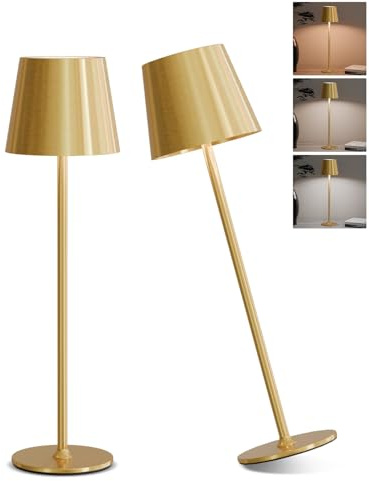 FUYO 2 Stück LED Tischlampe kabellos akku Nachttischlampe - USB-C Aufladbar, Touch Dimmbar 3-Stufig Warmlicht, Wasserdicht, für Indoor Outdoor