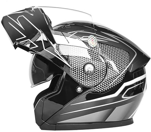 BDBLFLTZ Casque Moto intégral modulaire avec Double visière et Multiples aérations Casque Moto Rabattable homologué Dot/ECE pour Hommes et Femmes Casque Moto cyclomoteur Scooter F,XXL(63-64cm)