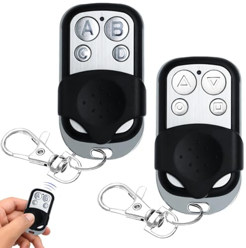 Tomedeks 2 Piezas Mando Puerta Garaje Universal, Para 433MHZ, Mando a Distancia Garaje,Adecuado para Garaje, Persianas Enrollables,Puerta de Inducción de Vidrio