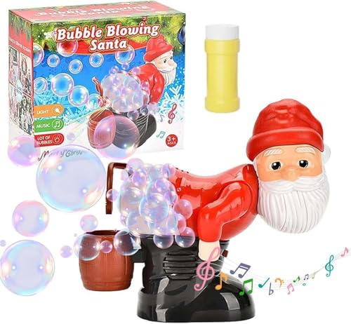 Weihnachtsmann Seifenblasenmaschine,Blase Maschine mit lustigen Lichtern und Musik,Bubble Blower,Automatische Bubble Machine,Weihnachtsmann Seifenblasen Spielzeug