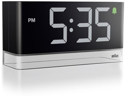 Braun Digital väckarklocka, extra stor LED-skärm, snooze-touch-zon, snabbinställning, justerbart nattljus, ljudlarm, svart BC27B
