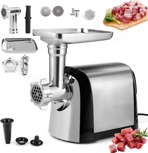Tritacarne elettrico, tritacarne in acciaio inossidabile da 3200 W, con 3 piastre di macinazione, per cucina domestica e uso commerciale