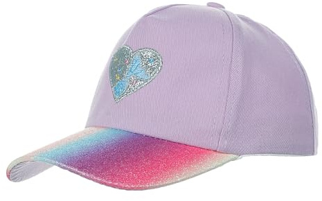 JIAHG Cappellino da baseball, per bambini, con glitter, per coda di cavallo, con motivo a cuore, regolabile, per bambine 2-6 anni, viola chiaro, Taglia unica