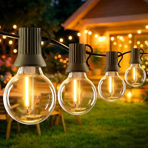 ACICILI Lichterkette Außen Outdoor LED Strom,20M Aussen Beleuchtung G40 mit Stecker & Timer,8Modi,IP44 Wasserdicht Wetterfest Lichterkette Glühbirnen für Garten Terrasse Party Weihnachten, Warmweiß
