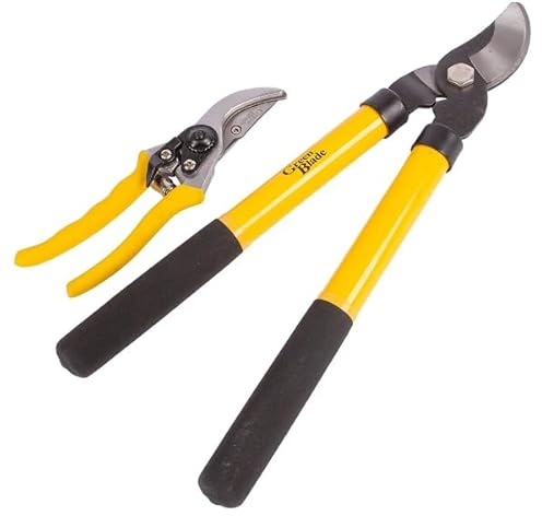 Garden Mile 2 Piece Garden Secateurs Set – 15 Bypass Lopper & 8 Pruning Shears – Heavy Duty Carbon Steel Blades with Non-Stick Coating – Ergonomic Grip Garden Tools for Cutting Branches, Roses & Shr