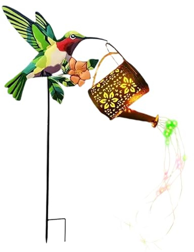 Générique Annaffiatoio luminoso solare - Illuminazione solare decorativa per giardino | Luce per annaffiatoio imitazione Hummingbird impermeabile, per terrazza, prato ed esterno