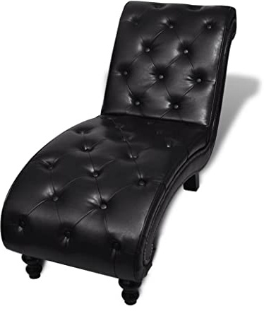 QZZCED Ergonomische Chaiselongue Braun aus Polyurethan mit eleganten Beinen und Knopfpolsterung