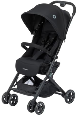Maxi-Cosi Lara2 Baby Kinderwagen, 0–4 Jahre, 0–22 kg, federleichter, kompakter Buggy, 3 Liegepositionen, flache Liegeposition, klein zusammenklappbar, Schultergurt, Essential Black