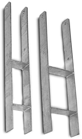 feuerverzinkte H-Anker, Pfostenträger, Pfostenanker, Pfostenschuhe, Carport, H-Träger, ohne Schrauben (Länge: 800mm, Gabelweite: 121mm)