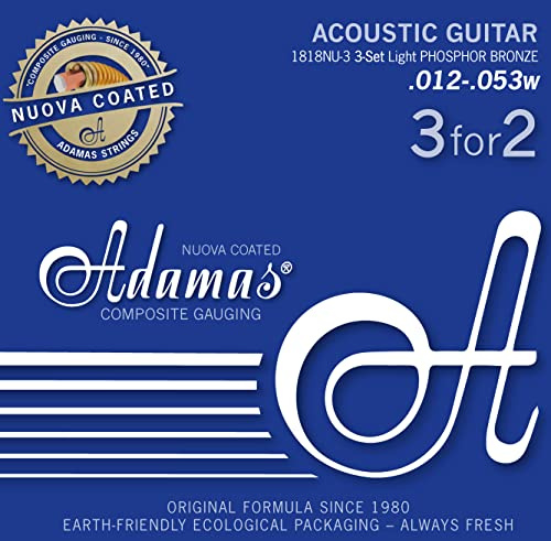 Adamas Saiten für Akustikgitarre Nuova Phosphor bronze beschichtet 3er Satz 3er Satz Light .012