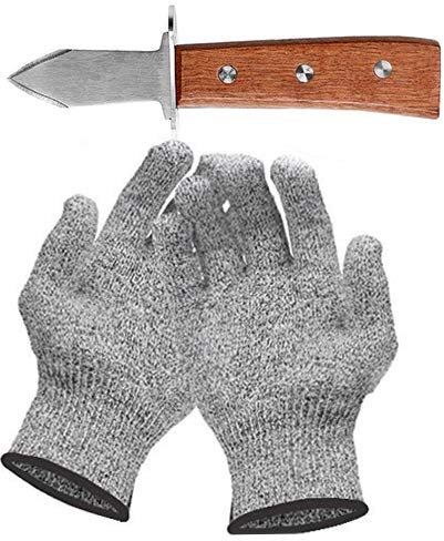 XINLIVE Set mit Austernmesser und Schnittfeste Handschuhe Austernöffner und Schnittschutzhandschuhe für Muscheln oder Hartkäse geeignet - oyster knife (Küche, Gartenarbeit, DIY)