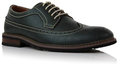 Ferro Aldo Phillip Men's Classic Longwing Brogue | Casual Wingtip Oxford with Contrast Stitching for Smart Casual Wear | MFA19312 | in Hunter Green, Size 11