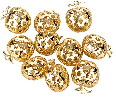 Kleenes Traumhandel Motivglöckchen-Set: 10 Stück, goldfarbener Apfel, 25x25 mm inkl. Öse