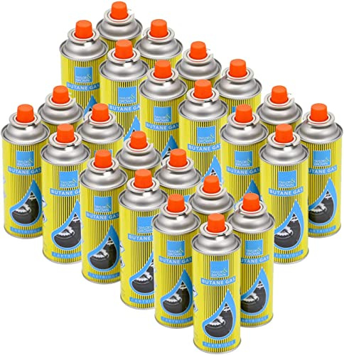Greenfields Butane Gas Bottles Canister Camping Heater Cooker BBQ - Compact and Resealable Canister - CP 250 Valve Gas Cartridge, for Bistro and Camping Outdoors Stoves