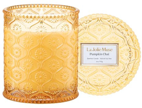 LA JOLIE MUSE Duftkerze Kürbis Chai Zuhause-Duftkerze mit Rosenduft,Geschenkidee für Frauen & Männer,6oz 170g, 40 Stunden Brenndauer