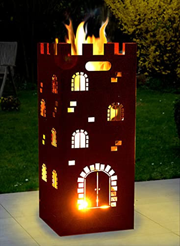Moritz Feuerschale Feuerkorb 2mm Stahl 35x35x85 cm Steckbar für Garten Camping Outdoor Feuerstelle Feuertonne Ritterburg Burg