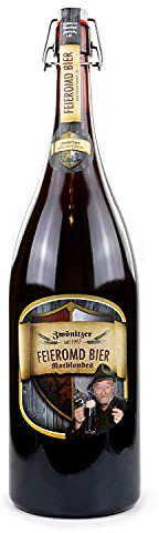 Brauerei Zwönitz Feieromd Bier in der 3 Liter Flasche, Dunkles Craft Beer, Biergeschenk als Vatertagsgeschenk, Männergeschenk, XXL Bierflasche