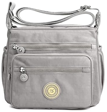 Gelory Lässige Umhängetasche für Damen, Nylon, wasserdicht, verstellbarer Riemen, Reise-Kuriertasche, Schultertaschen und Geldbörsen, grau, Einheitsgröße, Kuriertasche