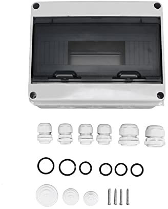 Waterproof 12-Way Transparent Electrical Junction Box for Indoor Outdoor, ABS Plastic Distribution Case with Wall Mount Kit & IP65 Connectors, 255x200x110mm (12-Way)