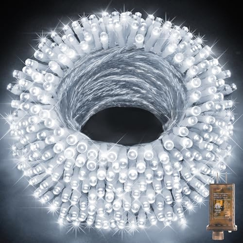 KNONEW 403ft 1000 LED String Lights Outdoor Christmas Lights 8 Modes & Timer Fairy Light Plug in Waterproof LED String Lights for Xmas Yard Tree Wedding Party Holiday Decorations (Cool White)