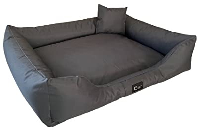 exclusive BED Hundebett Puffi Grosse Mittelgroße Kleine Hunde - Hundekissen Hundematte aus Kodura-Stoff - Waschbar Wasserfest Langlebig Abriebfest Reißfest (XL+| 110x90cm, Dunkelgrau)