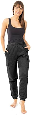 True Face Pantalons de survêtement pour Femmes - Pantalons pour Dames Polaire ● Pantalons de Jogging pour Femmes - ● Cargo ● Bas de Combat Casual ● Élastique ●, Noir, M