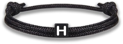 GD GOOD.designs Armband mit Buchstaben | Verstellbares Partnerarmband (14cm - 25cm) mit schwarz geflochtenen Seil