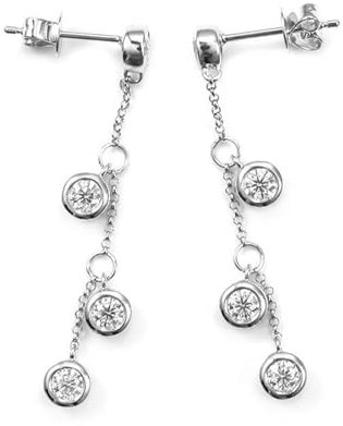 AMDXD Weißgold 9 Karat Au375 Ohrringe Frauen, Anhänger Quaste Ohrhänger mit Moissanit F-G, 9K Gold Ohrstecker Weihnachten Echtgold Schmuck