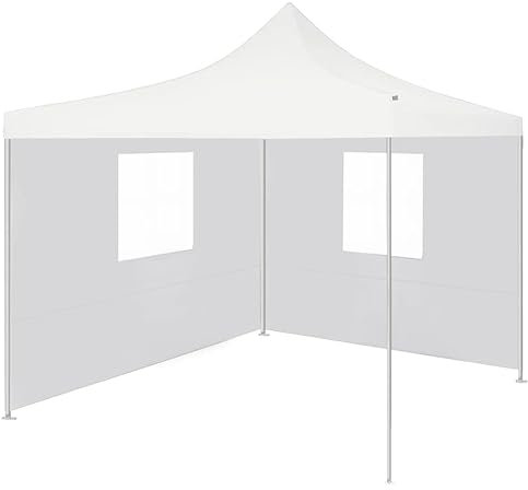 Mengtu Gazebo Pieghevole Professionale 2 Pareti 3x3m Acciaio Bianco, Gazebo Giardino, Gazebo Ombrellone Giardino Spiaggia Pesca Esterno Antivento per Arredo Giardino Terrazzo Ambienti Decorazione