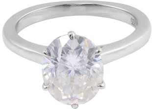 Wycian Trauringe Frau, Verlobungsring Platin 9 Karat Weißgold 9K Größe 60 (19.1) 2 Moissanit 2Ct Ovalschliff Weiß Personalisiert Für Abschluss