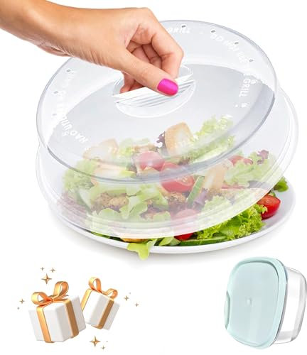ELENANO | Coperchio Microonde | Coperchio per Microonde | Accessori Microonde per Cocinare | Campana per Microonde 24 cm | 0% BPA | Massima Efficienza in Cucina | 1 Contenitore in Omaggio