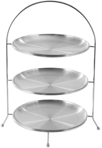 3 Tiers Stainless Steel Cupcake Stand Cake Display Stand Reusable Circular Cake Stand for Afternoon Tea Party Decorations