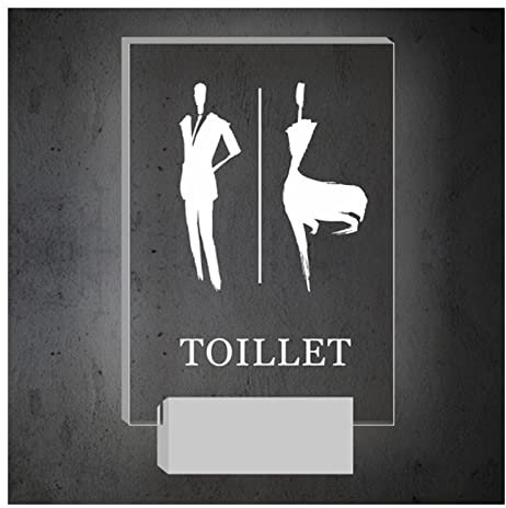CHFYIJYHM LED-Schild for Toiletten, Wandmontage-Toilettenschild for Männer und Frauen, Acryloberfläche und Metallsockel, 6,3 x 10,2 Zoll, for Badezimmer, Lounge, Büro oder Geschäft(C)