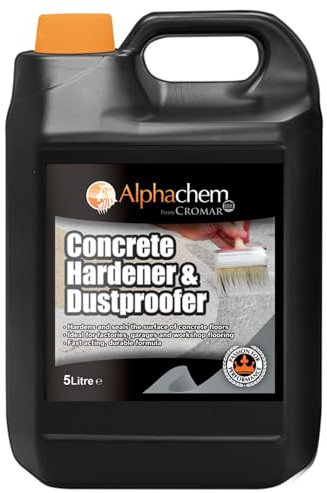 CROMAR AlphaChem Concrete Hardener and Dustproofer | High-Performance Floor Sealer | Quick-Drying Interior and Exterior | Clear - 5L