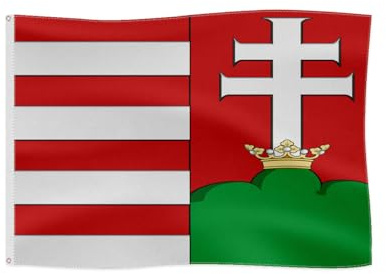 Bandiera medievale con stemma per attività all'aria aperta, bandiera storica (Regno d'Ungheria)