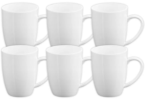 Wilmax - Tasses à thé et à café - Lot de 6-460 ml - Tasses à café en porcelaine - Lot pour thé, cappuccino - porcelaine - Blanc