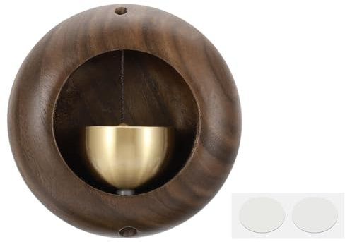 PATIKIL Timbre de Vendidor, Timbre de Puerta de Madera con Campanillas Magnéticas Timbre de Puerta de Metal con Autoadhesivo para la Apertura de Negocios, Marrón, Huevo