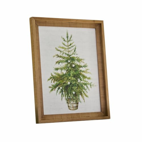 Loberon Bild Nadirah, Charmanter Holz-Druck, Detailliertes Weihnachtsbaum-Motiv, Rustikale Note, Wanddekoration, Weihnachtsdeko, Weihnachten, Tannenholz, weiß/braun/grün