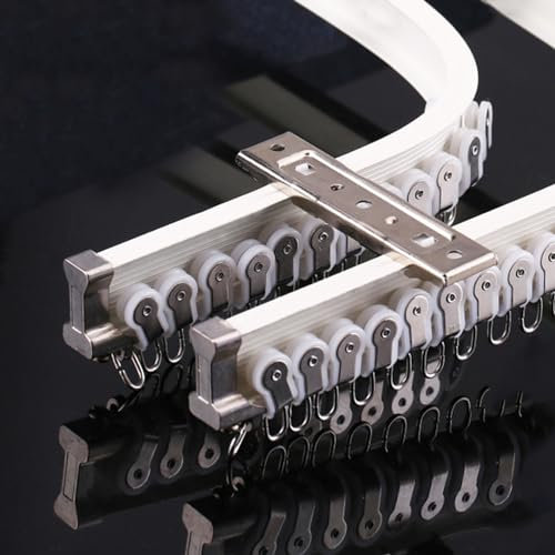 Geschwungene Raumteiler-Deckenschiene für Vorhänge, flexible Aluminium-Gardinenstange für Erkerfenster, biegbar und einfach zu installieren, Doppelbett, 2 m, alle Formen, Fensterfarbe: A