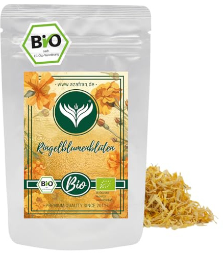 Azafran BIO Ringelblumenblüten Tee lose, getrocknete Calendula Blütenblätter, Ringelblumentee 250g