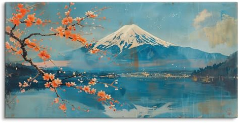 Paul Sinus 120 x 60 cm - Tableau mural sur toile - Paysage japonais avec fleurs de cerisier - Art naturel fascinant pour vos espaces de vie
