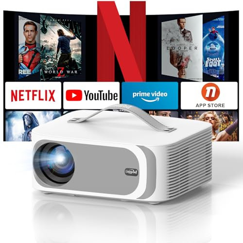 Videoproyector 4K【Netflix Certificado/Dolby Audio】1080P Nativo 33000Lux Proyector de vídeo con MOVIN, 4D/4P Keystone, Focus Eléctrico, WiFi6, Bluetooth Lisowod Retroproyector portátil para cine en
