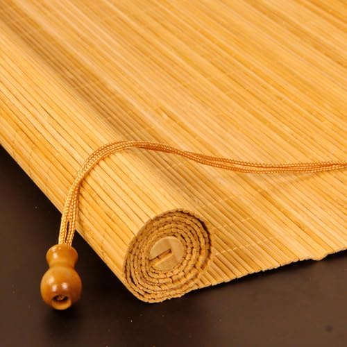 Roller Blind Bamboo Outdoor Window Blinds,Natural Bamboo Roman Blinds Light Filtering Design with Lift Anti-Uv Bamboo Shades Privacy Screen Partition Blind Shades For Indoor/Outdoor/Garden