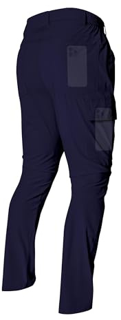 LINLANG EN Men's Lightweight Hiking Pants Waterproof Cargo Pants Quick Dry Travel Fishing Climbing Work Outdoor Pants Navy Blue-L-36