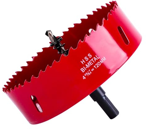 Lochsäge 120mm, Universal HSS M42 Bi-Metall Lochsägen, Lochkreissäge mit Sechskant-Schaft und Bohrer Lochbohrer Set Bohrkrone für Holz, Rigips, Trockenbau, Kunststoffe(120mm)