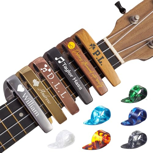 UIDMEN Personalisierter Metall-Gitarren-Kapodaster mit Namen, Gitarrenzubehör für Akustik- und E-Gitarren, Gitarrenkapodaster oder Ukulelenkapodaster, Geburtstagsgeschenk, Vatertagsgeschenk für