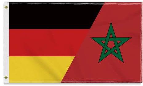 Große 90×150 CM Marokko Deutschland Flagge,großes 150D Deutsch Marokkanisch Freundschafts banner,Strapazierfähige Doube-Seitendruck Dekor Messingösen large Morocco