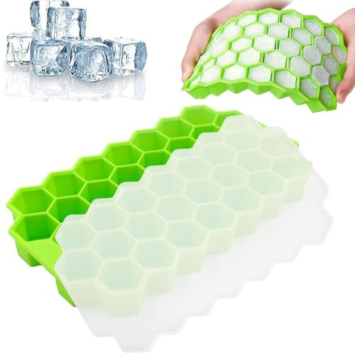 37 Cubes Ice Trays Silicone Flexible Ice Cube Trays with Lid,Silicone Ice Cube Mold,Reusable ice Cube Tool,Small Ice Cube Trays for Chilled Drinks, Whiskey, Cocktail